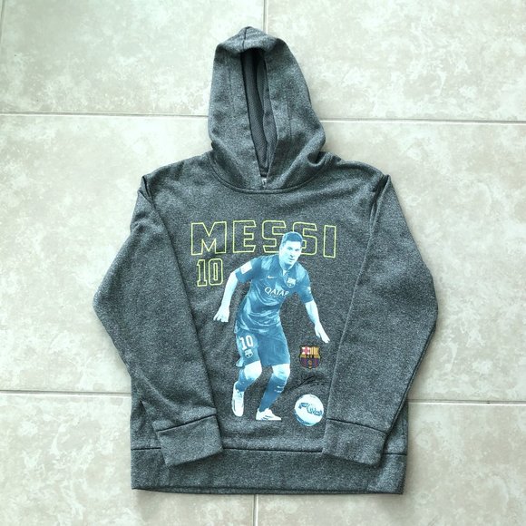 FC BARCELONA Other - Boy's Messi Barcelona Hoodie L Lightweight Gray